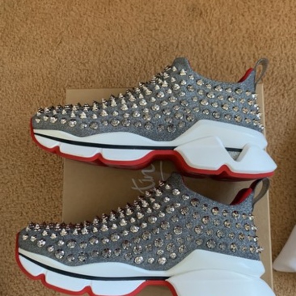 ✅SOLD✅CLouboutin Spiky Sock Donna Flat Neo LameSpike Gem - Picture 7 of 9